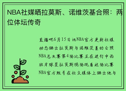 NBA社媒晒拉莫斯、诺维茨基合照：两位体坛传奇